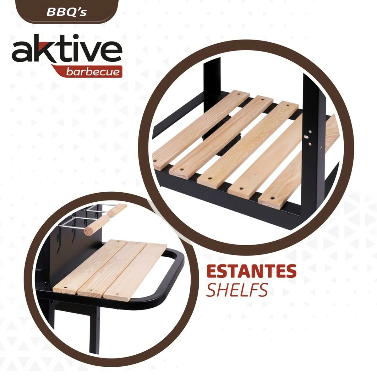 Barbecue a Carboni con Ruote Aktive Metallo smaltato 100,5 x 88,5 x 40 cm Nero - Image 4