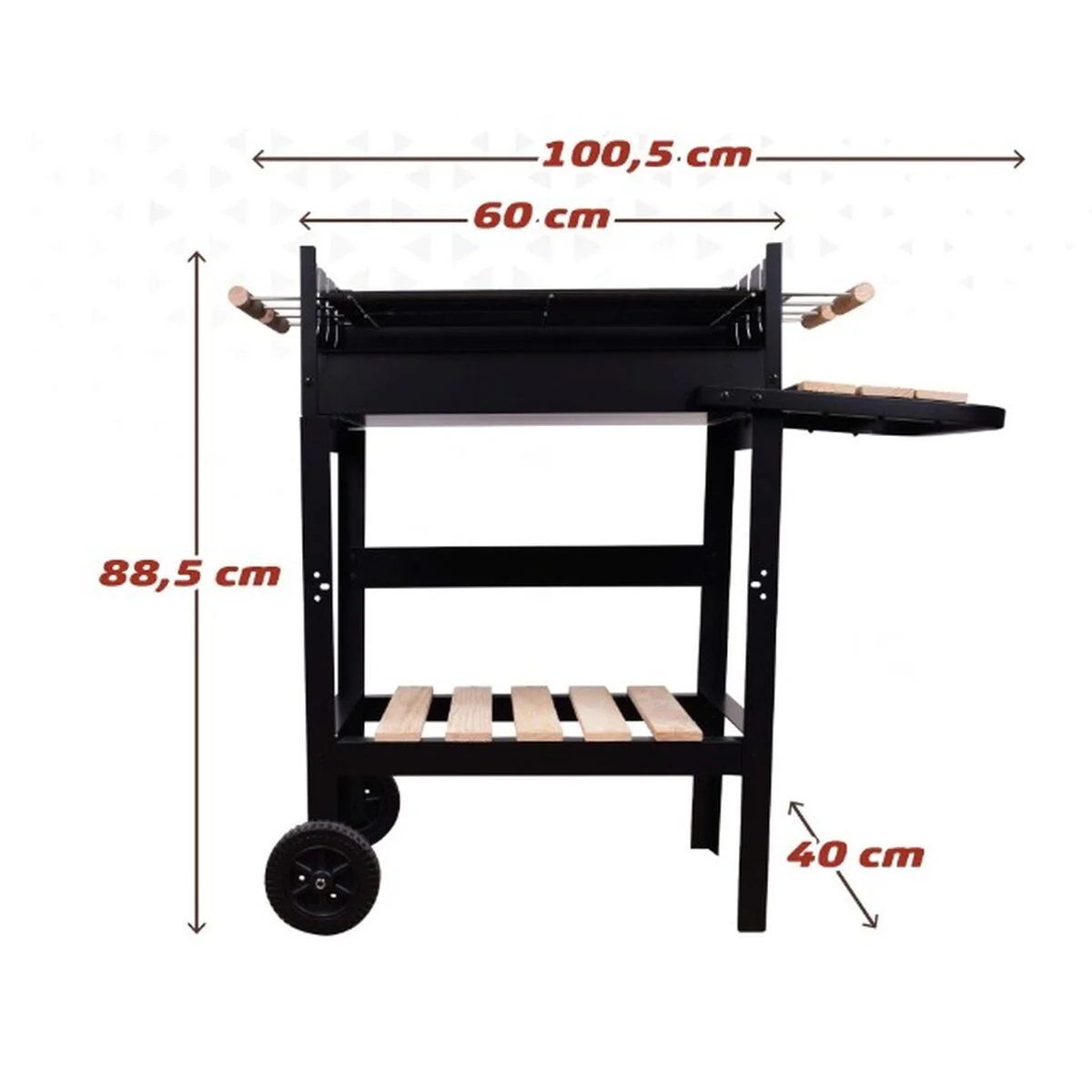 Barbecue a Carboni con Ruote Aktive Metallo smaltato 100,5 x 88,5 x 40 cm Nero - Image 6