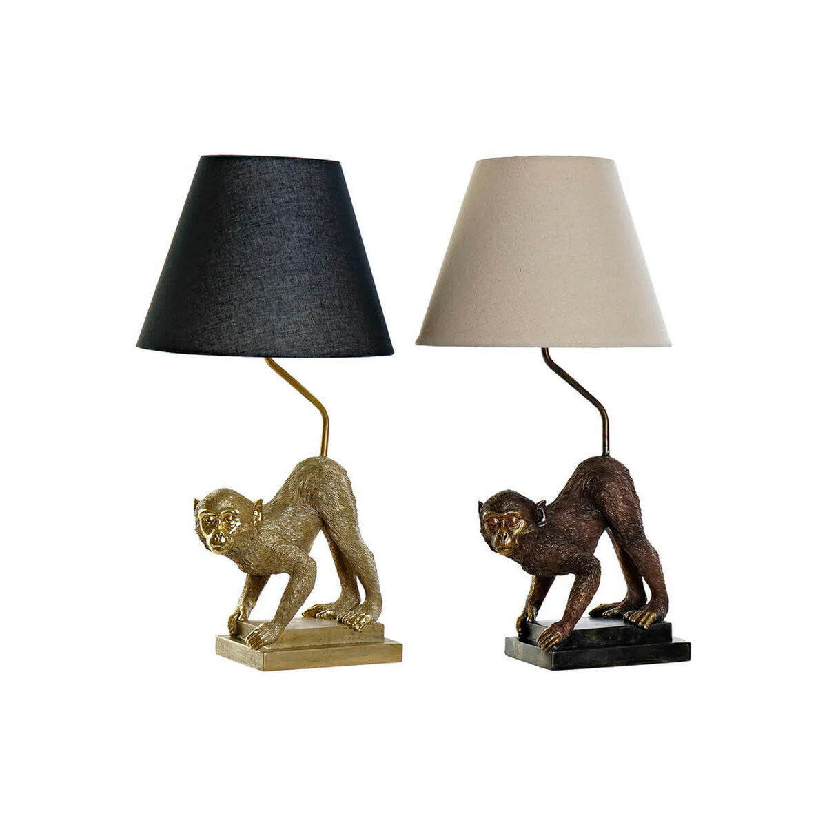Lampada da tavolo DKD Home Decor 32,5 x 30 x 60 cm Nero Beige Dorato Metallo Resina 220 V 50 W (2 Unità) - Image 3