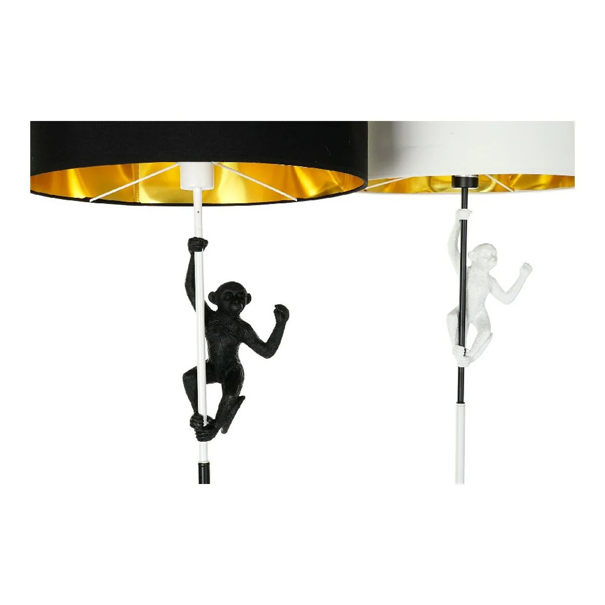 Lampada da Terra DKD Home Decor 8424001827312 44 x 44 x 166 cm Nero Dorato Metallo Bianco Resina 220 V 50 W (2 Unità) - Image 3