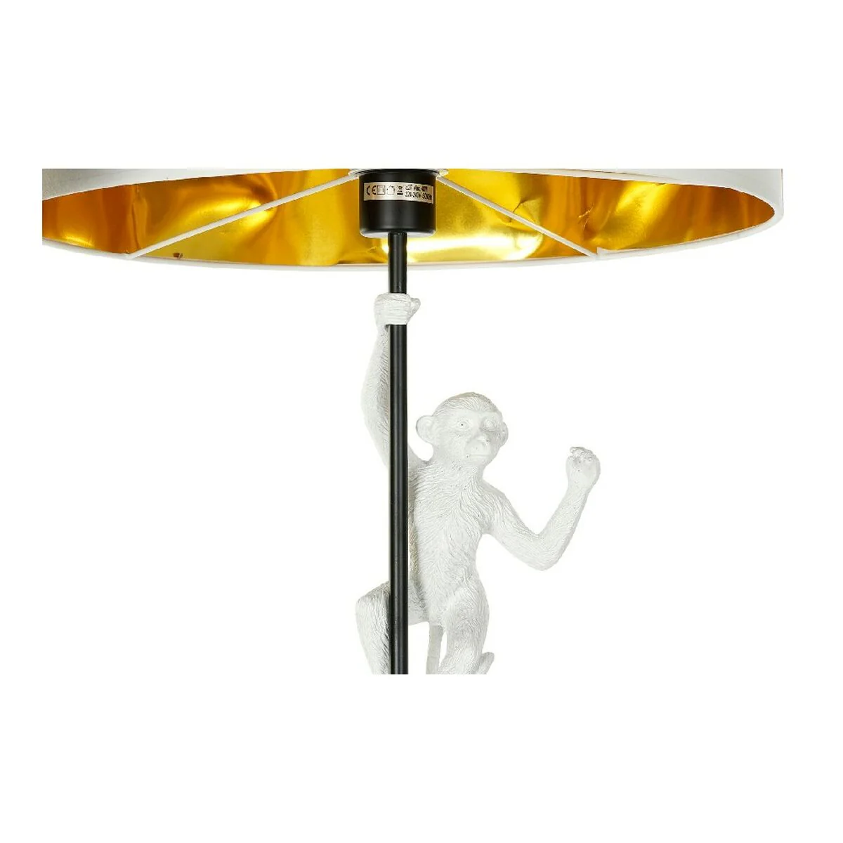 Lampada da Terra DKD Home Decor 8424001827312 44 x 44 x 166 cm Nero Dorato Metallo Bianco Resina 220 V 50 W (2 Unità) - Image 4